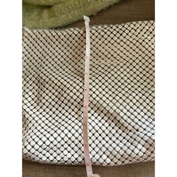 Whiting & Davis Metal Mesh Shoulder Bag Leather Strap Gold Charm 70s Y2K Disco - Picture 7 of 13